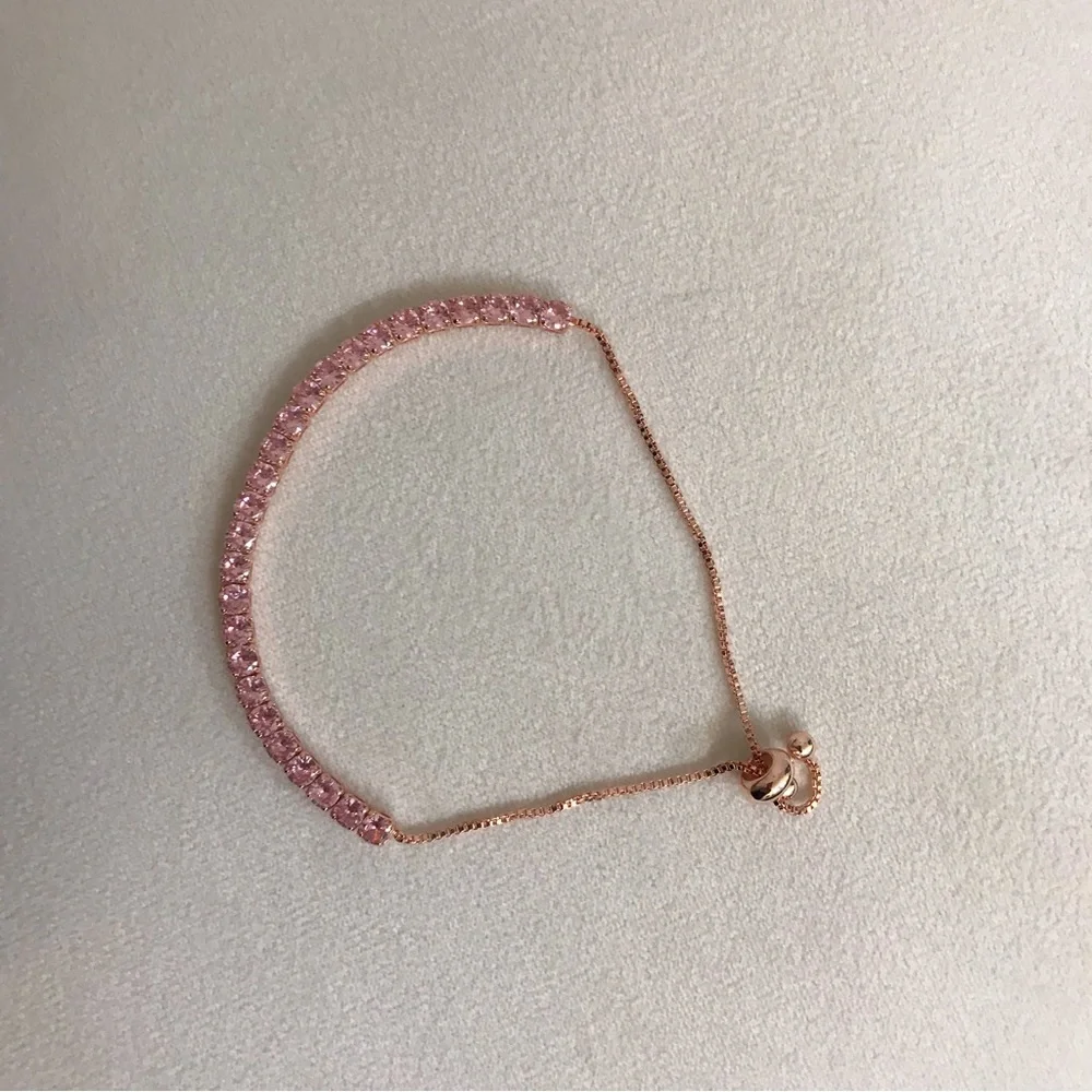NWOT Barbicore Pink Zircon Rose Gold Tennis Bracelet - Picture 3 of 10